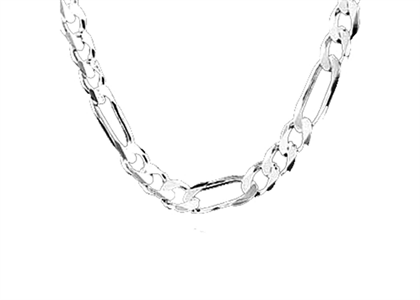 Rhodium Plated Mens Figaro Chain